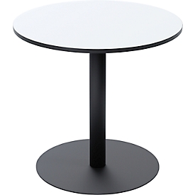 Table de bistrot Paperflow Mezzo, plateau MDF mélaminé, piètement acier, rond Ø 800 x H 750 mm, blanc/noir mat