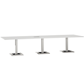 Table de réunion Quandos 3 segments, avec Netbox,  l. 3500 x P 1000 mm, blanc