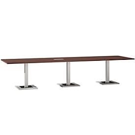 Table de réunion Quandos 3 segments, avec Netbox,  l. 3500 x P 1000 mm, érable du Brésil
