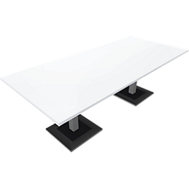 Table de réunion QUANDOS BOX, rectangulaire, rectangulaire, l. 2200 x P 1000 x H 720-820 mm, blanc 