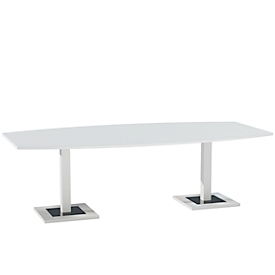 Table de réunion Quandos forme bateau, l. 2400 x P 1200 mm, blanc
