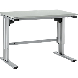 Table de travail à hauteur ajustable électriquement EL-1, 1200 x 800 mm, gris clair/alu blanc