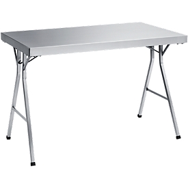 Table de travail en inox avec pattes pliables, 1400 x 600 x 850 mm