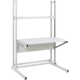 Table de travail TRESTON Quick Edge, rectangulaire, réglable en hauteur manuellement, jusqu'à 100 kg, L 1200 x P 700 x H 1930 mm, acier &amp; aluminium, gris clair RAL 7035