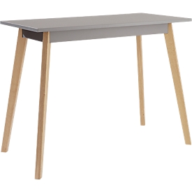 Table haute BALWOO, cadre en chêne à 4 pieds, panneaux d'aggloméré enduits, L 1400 x P 700 x H 1050 mm, graphite 