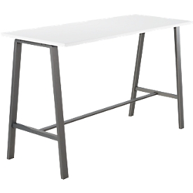 Table haute Meeting Point, rectangulaire, piétement en A, L 1750 x P 680 x H 1042 mm, blanc/anthracite