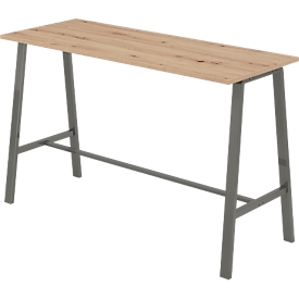 Table haute Meeting Point, rectangulaire, piétement en A, L 1750 x P 680 x H 1042 mm, chêne cendré/anthracite