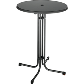 Table haute Quickstep - Ø 850 x H 1100 mm - résistante aux désinfectants - anthracite - avec ouverture de parasol