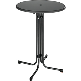 Table haute Quickstep avec ouverture par parasol, résistant aux désinfectants, Ø 850 mm, anthracite