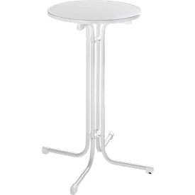 Table haute Quickstep sans ouverture de parasol, résistante aux désinfectants, Ø 700 mm, blanche