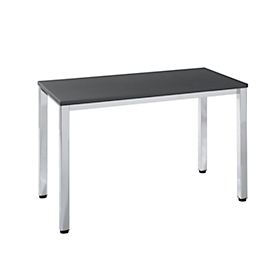 Table Home Office Bexxstar, rectangulaire, 4 pieds en tube carré, L 1200 x P 600 x H 740 mm, noir/chrome argenté