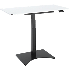 Table Home Office, réglable en hauteur électriquement, rectangulaire, sur pied en croix, L 1150 x P 550 x H 640-1100 mm, blanc/noir + panneau de commande à mémoires
