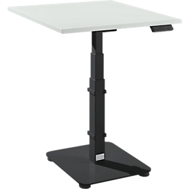 Table monospace, réglage électrique de la hauteur, L 800 x P 800 x H 645-1305 mm, gris clair/noir + panneau de commande à mémoire