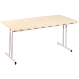 Table pliante TR, L 1600 x P 700 x H 720 mm, décor érable/aluminium blanc