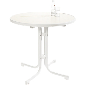 Table repliable Quickstep, résistante aux désinfectants, Ø 700 x H 730 mm, blanc
