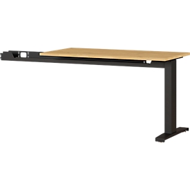 Table supplémentaire 90° Agenda Home, pied C, L 1130 x P 600 x H 680-880 mm, réglable en hauteur, chêne/noir