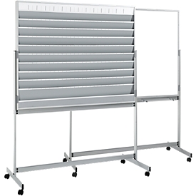 Tableau blanc et d'organisation, mobile, l. 1485 x H 1185 mm, avec fentes d'insertion