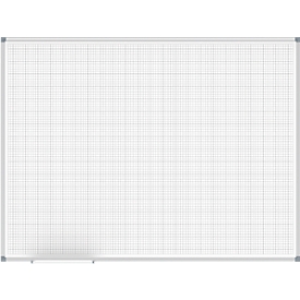 Tableau blanc MAULoffice - quadrillage 10 x 10 mm - cadre alu - surface plastifiée - l. 900 x H 1200 mm