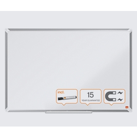 Tableau blanc nobo Premium Plus, acier nano-revêtu, magnétique, L 1200 x H 900 mm, avec plumier amovible et 1 marqueur pour tableau blanc