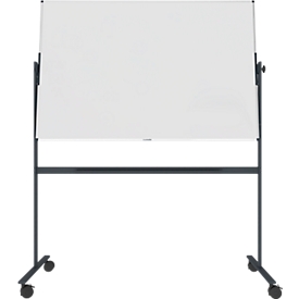 Tableau blanc pivotant et mobile - utilisable des 2 côtés - laqué - l. 1500 x H 1000 mm - châssis gris