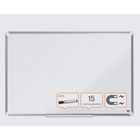 Tableau blanc Premium Plus nobo - cadre alu - émaillé - l. 1800 x H 900 mm - avec auget