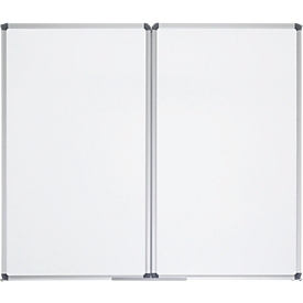 Tableau blanc rabattable MAULstandard - cadre alu - 2 ailes - surface plastifiée - l. 1500 x H 1000 mm
