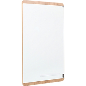 Tableau blanc Rocada Natural, magnétique, haut/croisé, plateau de rangement, acier sur bois mélaminé, L 750 x H 1150 mm