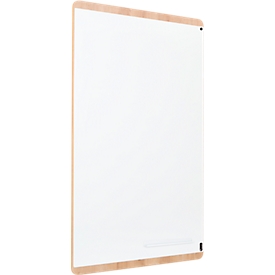 Tableau blanc Rocada Natural Skinboard, magn.adhesive, haut/croisé, plateau de rangement, acier sur bois, L 1000 x H 1500 mm