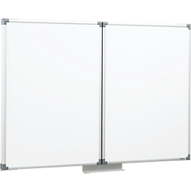 Tableau blanc triptyque MAULpro - cadre alu - surface plastifiée - l. 1200 x H 1000 mm - 2 volets rabattables