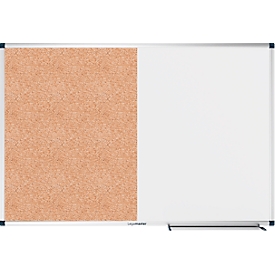 Tableau combiné Legamaster UNITE, tableau d'affichage &amp; tableau blanc, L 900 x P 12,6 x H 600 mm, acier laqué &amp; liège naturel, blanc &amp; marron