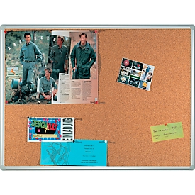 Tableau d'affichage Franken PRO, liège, montage mural en format portrait &amp; paysage, cadre aluminium, 900 x 1200 mm, KT8403