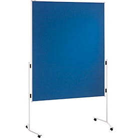 Tableau de conférence Franken ECO, 1200 x 1500 mm, recto-verso, avec roulettes, bleu/feutre, ECO-UMTF03R