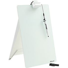 Tableau de notes en verre Nobo Diamond, pour bureaux, L 216 x P 30 x H 297 mm, avec marqueur et matériel de montage, blanc