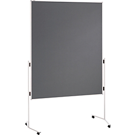 Tableau de présentation Franken, 1 200 x 1 500 mm, double face, avec roulettes, gris/feutre, UMTF12R