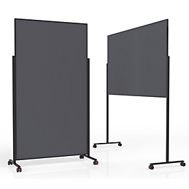Tableau de présentation mobile Magnetoplan VarioPin Black, format portrait/paysage, utilisable des deux côtés, L 1000 x H 1800 mm, feutre/aluminium, gris/noir