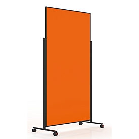 Tableau de présentation mobile Magnetoplan VarioPin Black, format portrait/paysage, utilisable des deux côtés, L 1000 x H 1800 mm, feutre/aluminium, orange/noir