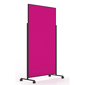 Tableau de présentation mobile Magnetoplan VarioPin Black, format portrait/paysage, utilisable des deux côtés, L 1000 x H 1800 mm, feutre/aluminium, rose/noir
