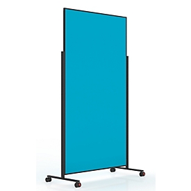 Tableau de présentation mobile Magnetoplan VarioPin Black, format portrait/paysage, utilisable des deux côtés, L 1000 x H 1800 mm, feutre/aluminium, turquoise/noir