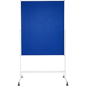 Tableau de présentation SH MT 121, mobile, utilisable des deux côtés, L 1200 x H 1500 mm, feutre, aluminium & métal, bleu-blanc