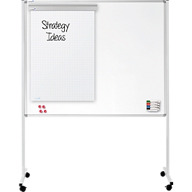 Tableau multifonction mobile XL Legamaster, tableau d’affichage et whiteboard 2 en 1, l. 1500 x H 1200 mm, gris