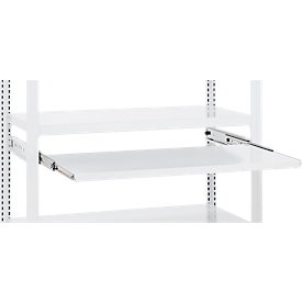 Tablette coulissante ORDO Professional, coulisse télescopique à sortie totale, réglable en hauteur, charge max. 60 kg, L 1.000 mm x P 500 mm, blanc trafic RAL 9016