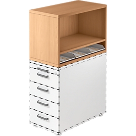 Tablette supérieure, pour conteneur sur pied, 1 tablette, décor hêtre