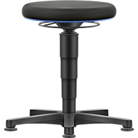 Tabouret Allround Bimos, hauteur d'assise réglable 450-650 mm, avec patins, revêtement en tissu, respirant, anneau de couleur bleu