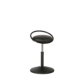 Tabouret assis/debout ROVO SOLO, avec anneau d'assise, similicuir, noir/noir