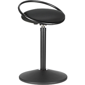 Tabouret assis/debout ROVO SOLO, avec anneau d'assise, tissage 3D polyamide, noir/noir