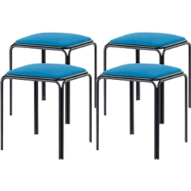 Tabouret Bistro, 4 pièces, assise en similicuir, bleu