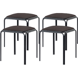 Tabouret Bistro, 4 pièces, assise en similicuir, noir
