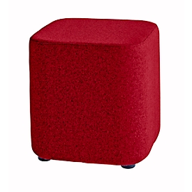Tabouret carré TAPA O Type, laine vierge, l. 450 x P 450 x H 470 mm, rouge