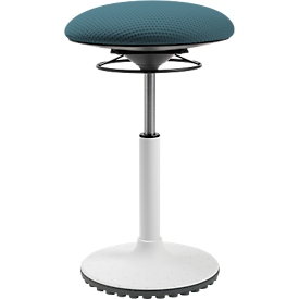 Tabouret d'assise/de sol Topstar BBT-Coach, assise pivotante, pied en polyuréthane thermoplastique (TPU), hauteur d'assise 520-720 mm, bleu pétrole/blanc