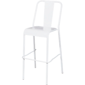 Tabouret de bar Paperflow ARTY, dossier, empilable, traité anti-UV, assise perforée, L 385 x P 400 x H 760 mm, acier galvanisé, blanc/blanc, 2 pièces